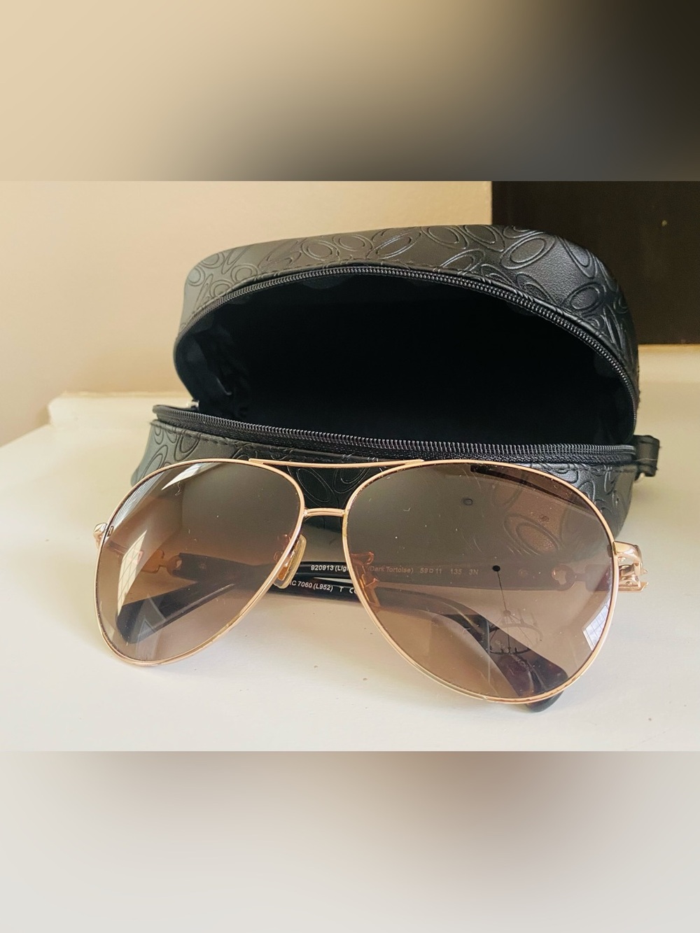 Coach Black Sunglasses with Dark Brown Accents